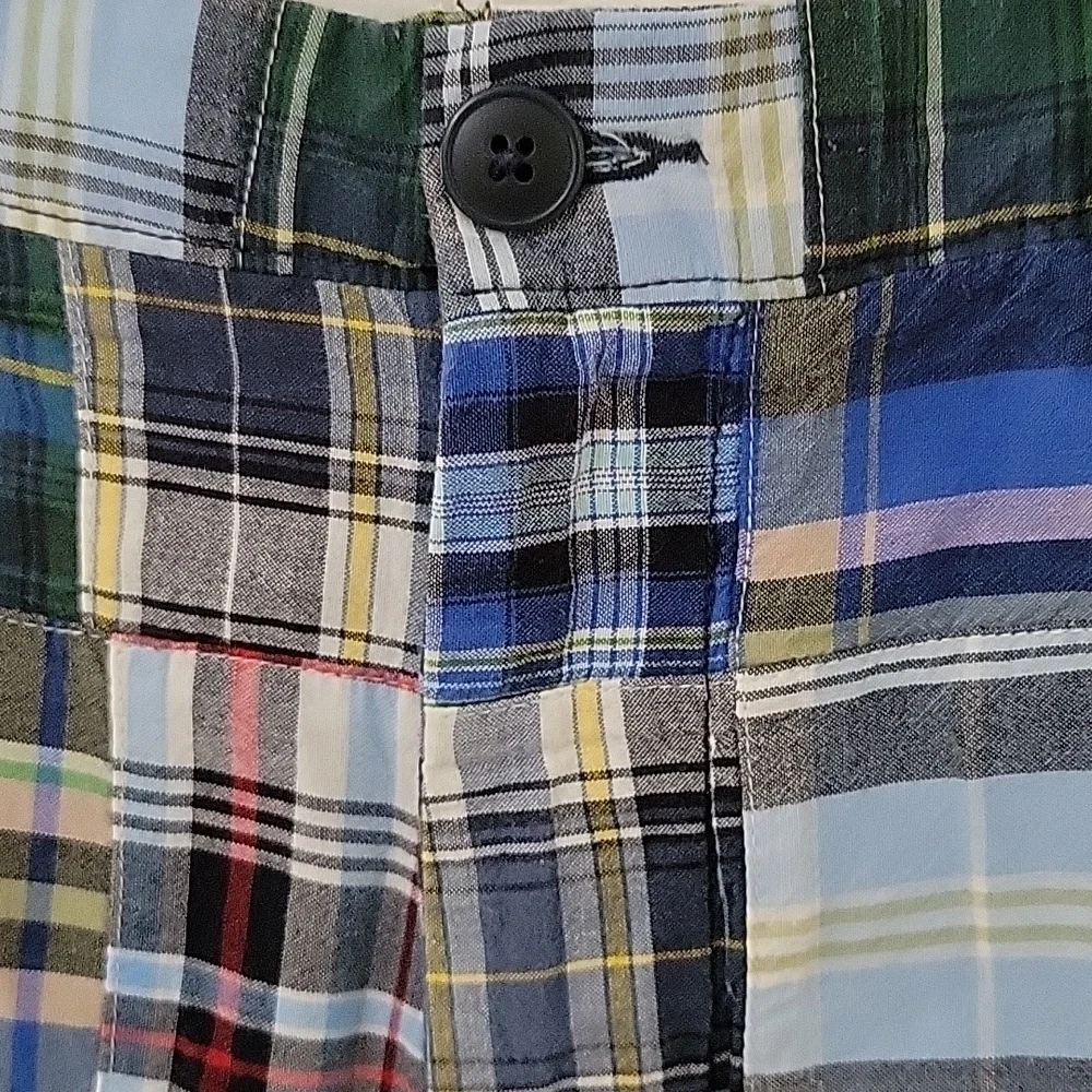 J. Crew Men's Blue Plaid Patchwork Shorts, Size 38
